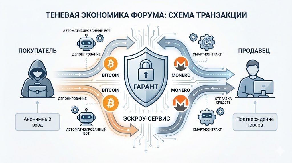 Теневая экономика форума: схема транзакции